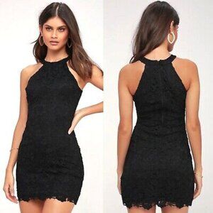 Lulus Love Poem Black Crochet Mini Dress Size S
